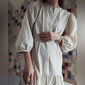 Rudy Judy Janey Dress Natural Size M 100% Organic Cotton Poplin Sold Out RARE